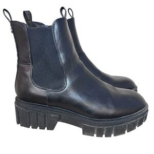Steve Madden NYC Black Chunky Lug Platform Ankle Boots Size 10 Chelsea Style